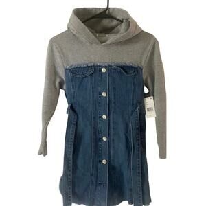 Hunter Denim Hoodie Splice Girls XS l/sleeve Dress w/belt, B72, NWT, $28